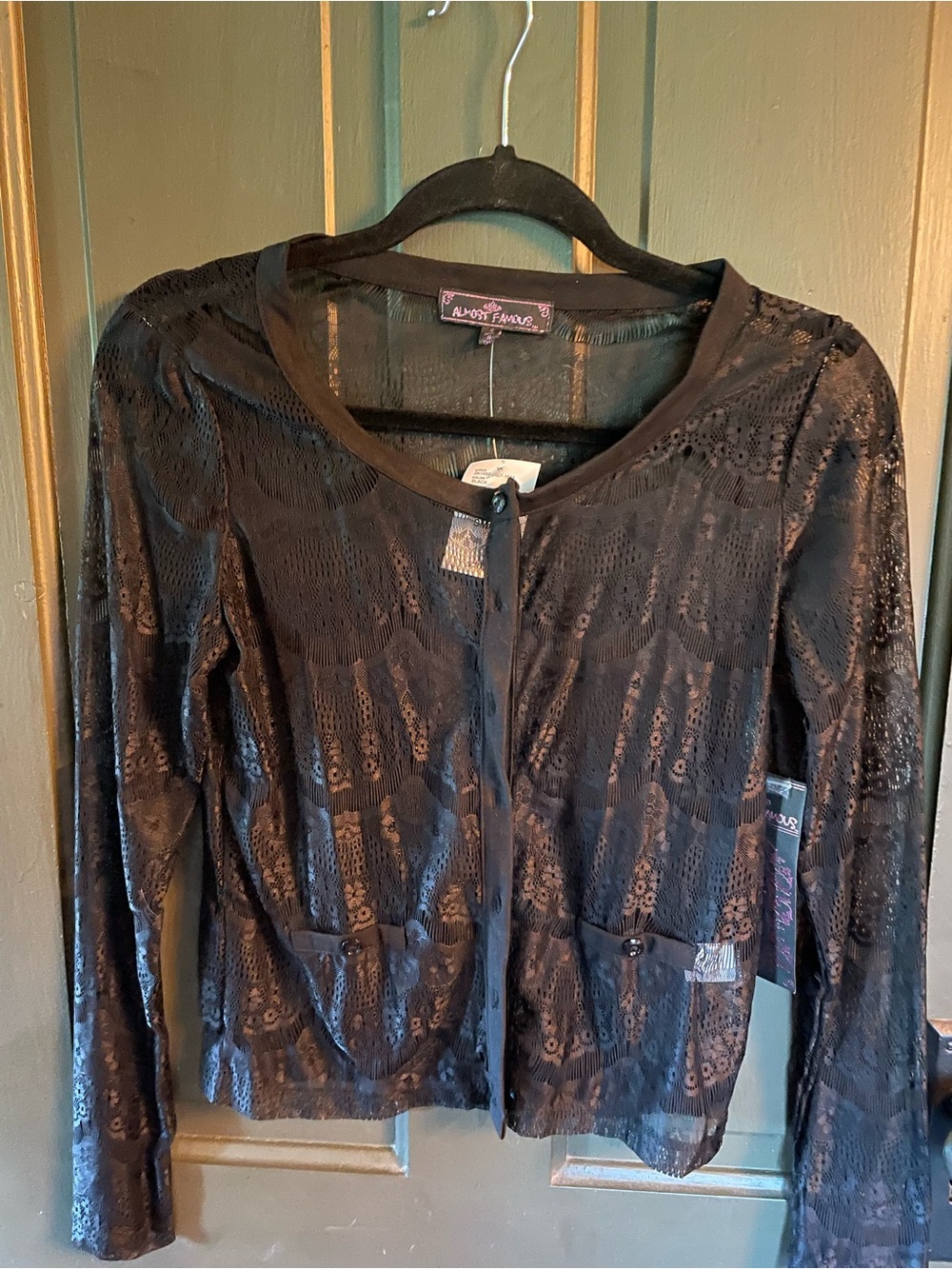 Almost Famous Black Sheer Lace Cardigan